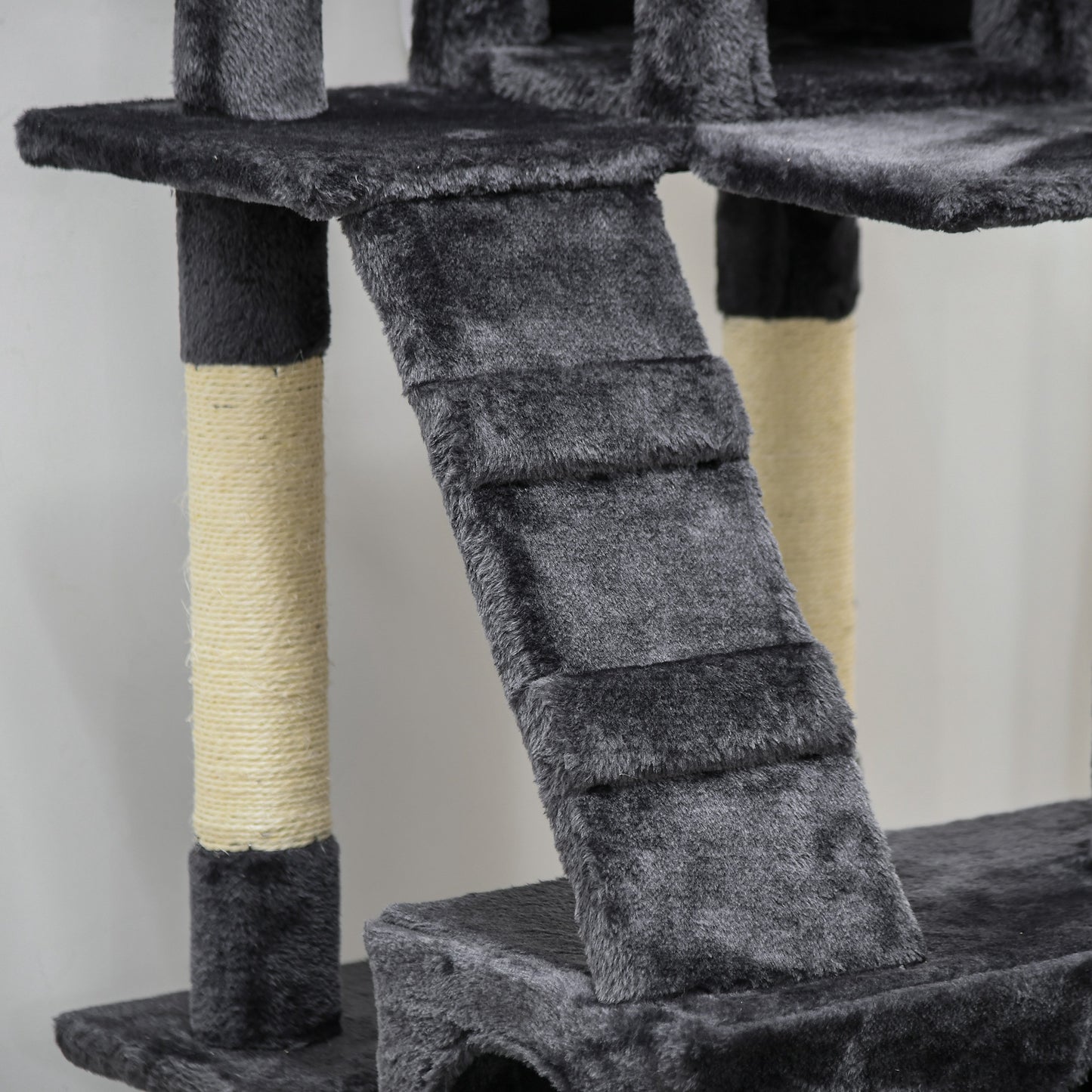 Pawhut Árbol Rascador Para Gatos Grande Altura 173 Cm Gris Oscuro_3