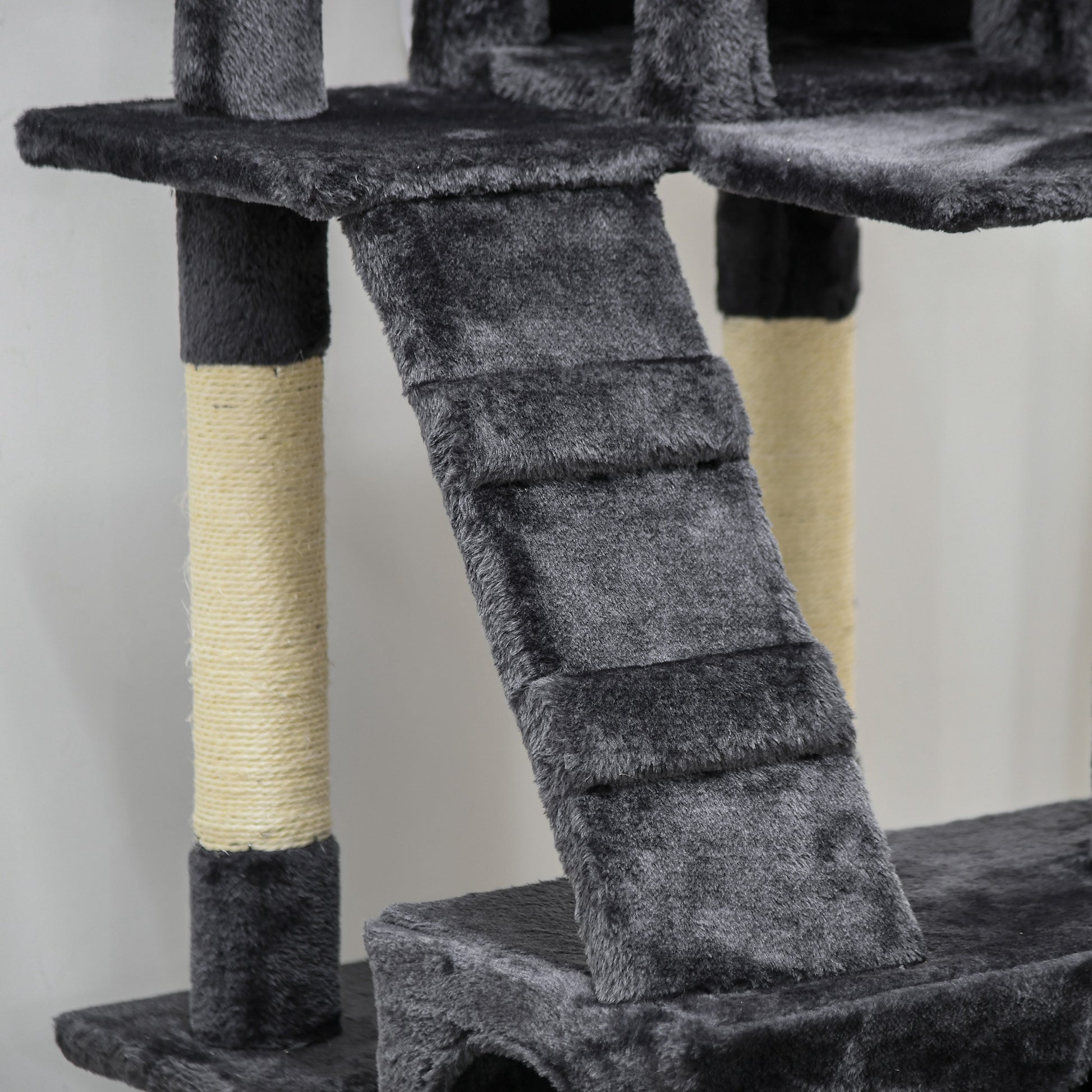 Pawhut Árbol Rascador Para Gatos Grande Altura 173 Cm Gris Oscuro_3