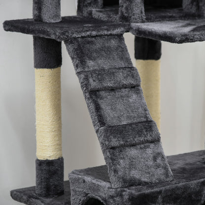 Pawhut Árbol Rascador Para Gatos Grande Altura 173 Cm Gris Oscuro_3
