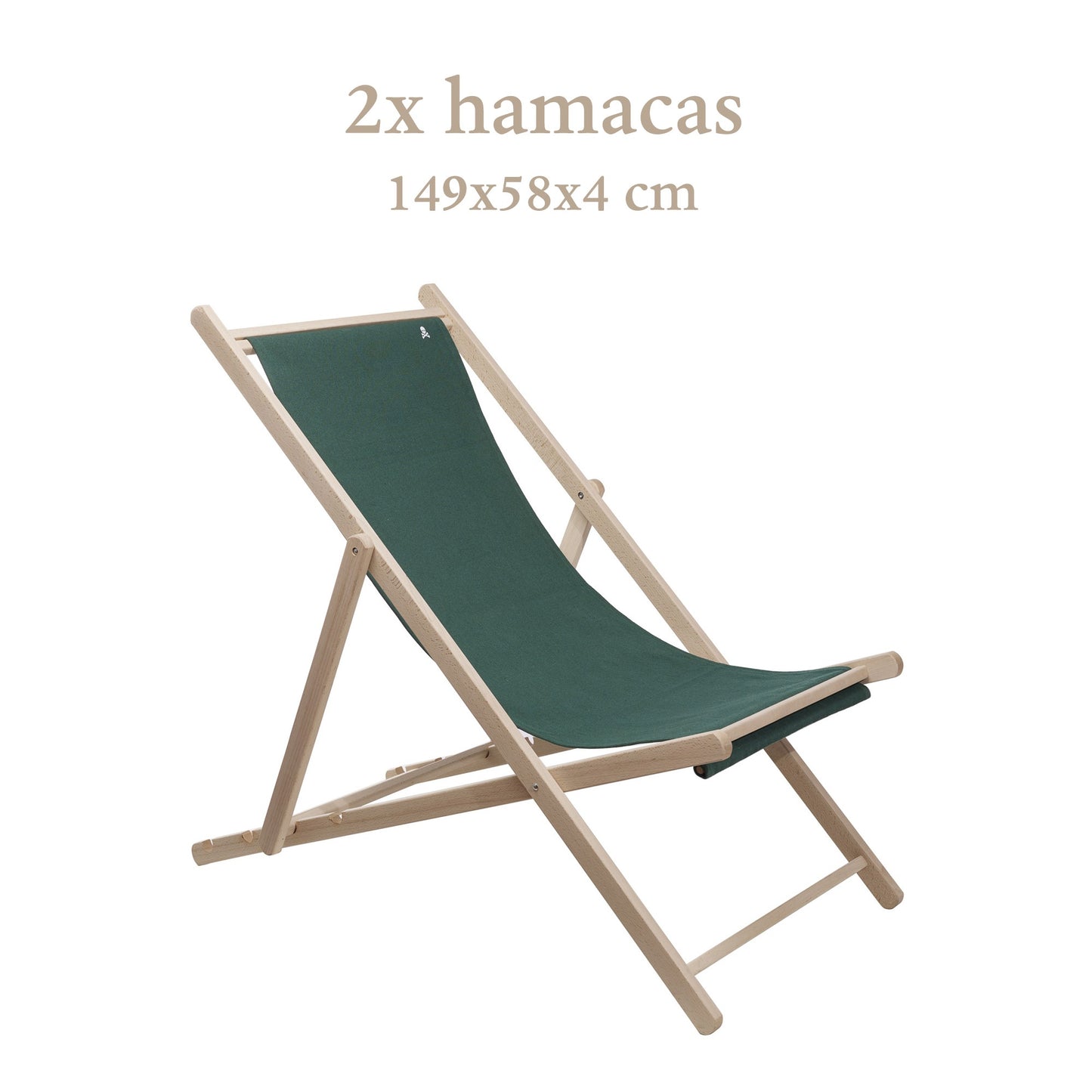Set De 2 Hamacas Plegables De Madera De Haya, Verde Oscuro, Sin Brazos - Scalpers_1