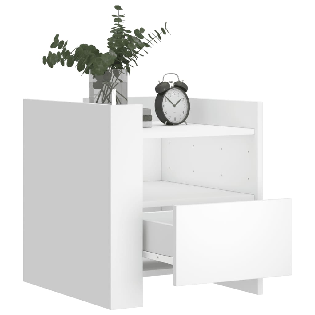 Mesita De Noche Madera De Ingeniería Blanco 45x50x50 Cm_1