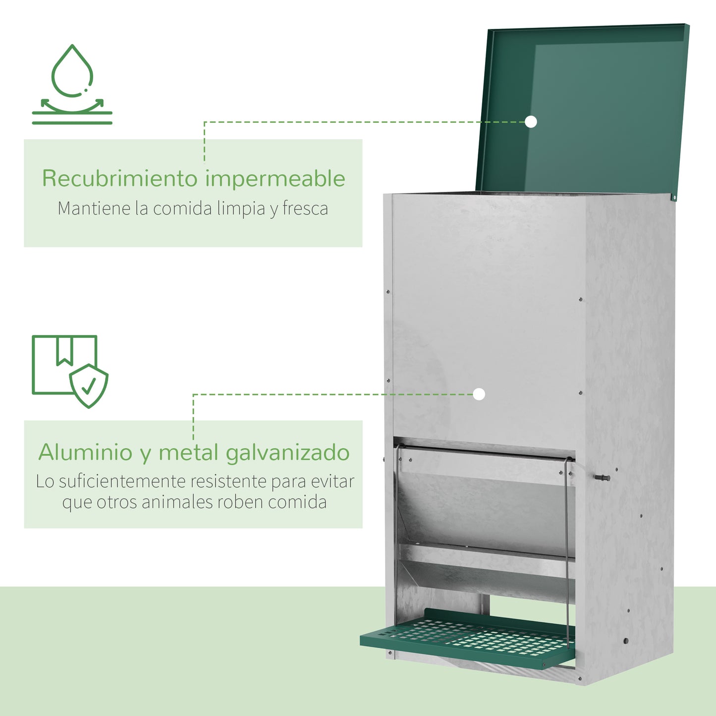 Pawhut Comedero Para Aves De Corral De 24l De Capacidad Comedero Para Gallinas_5