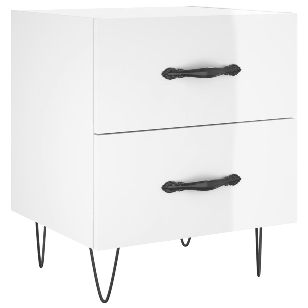 Mesita Noche 2 Uds Madera Ingeniería Blanco Brillo 40x35x47,5cm_3