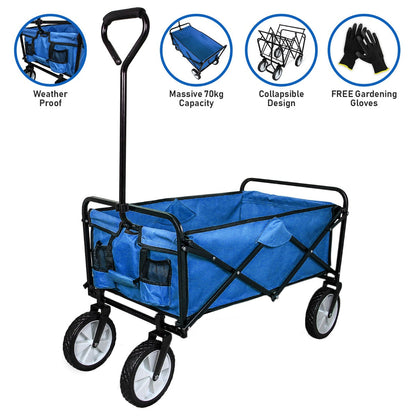 Carretilla De Jardín Plegable Azul Para Jardinería Con Funda Impermeable_1