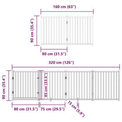 Vidaxl Puerta De Perros Plegable 8 Paneles Madera Álamo Blanca 640 Cm_2
