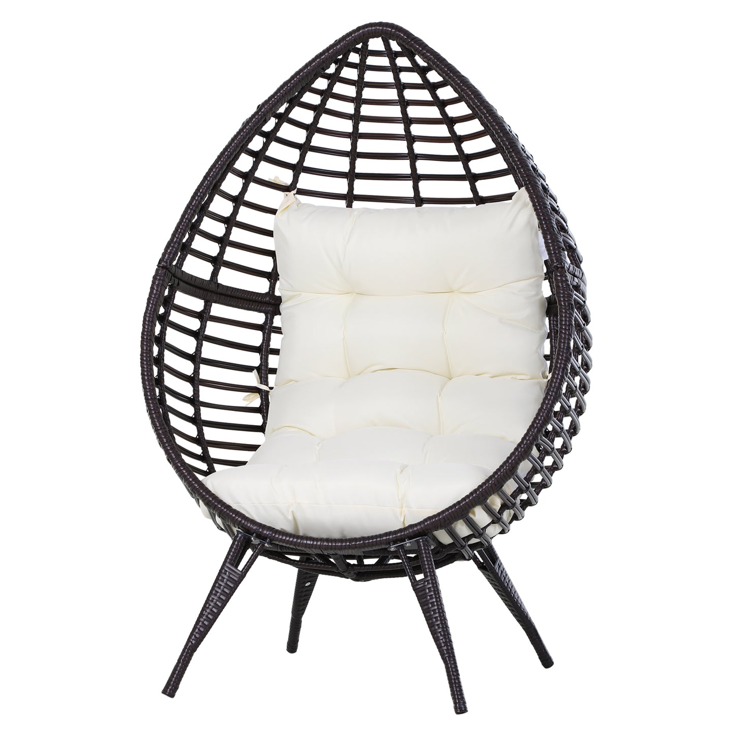Outsunny Sillón De Exterior De Ratán En Forma De Lágrima Con Cojín Marrón Crema_0