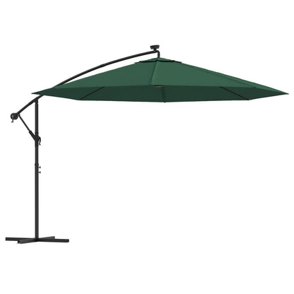 Vidaxl Sombrilla Voladiza Con Luces Led Y Poste De Metal Verde 350 Cm_0
