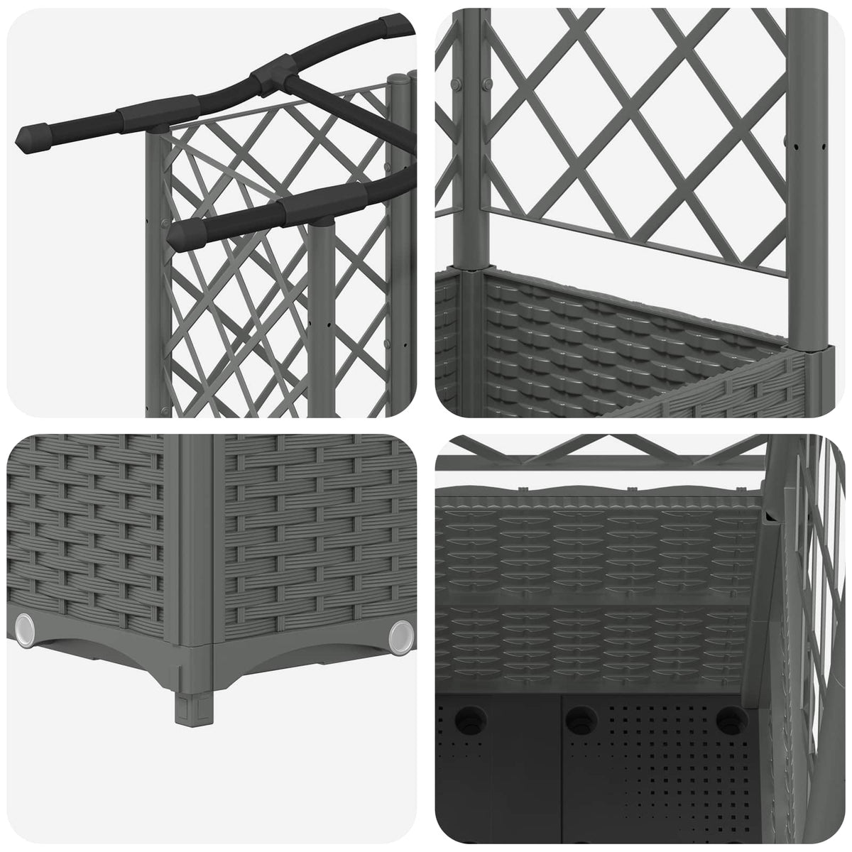 Cama Elevada Con Trellis Y Techo Gris Claro 163 X 40 X 138 Cm_5