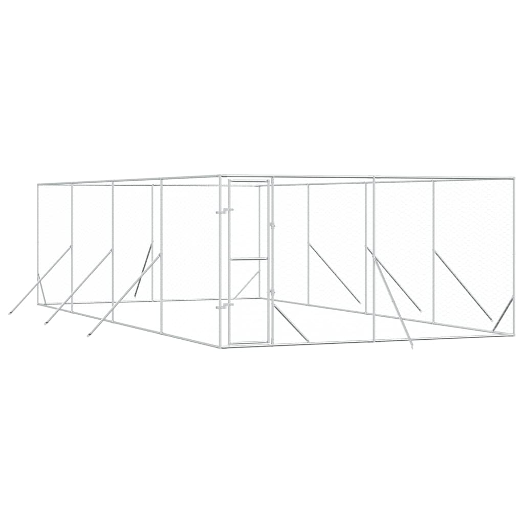 Perrera De Exterior Acero Galvanizado Plateado 4x8x2 M_0
