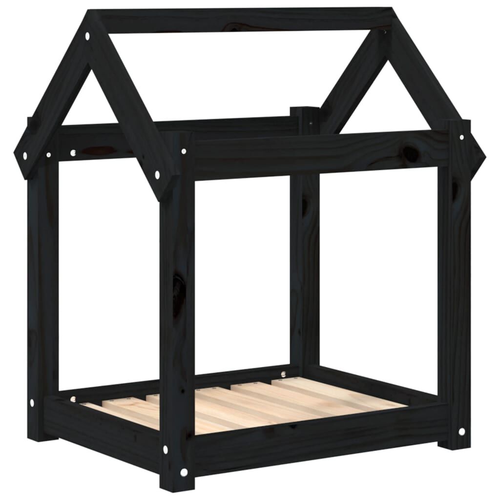Vidaxl Cama Para Perros Madera Maciza De Pino Negro 61x50x70 Cm_0