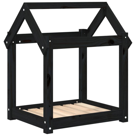 Vidaxl Cama Para Perros Madera Maciza De Pino Negro 61x50x70 Cm_0