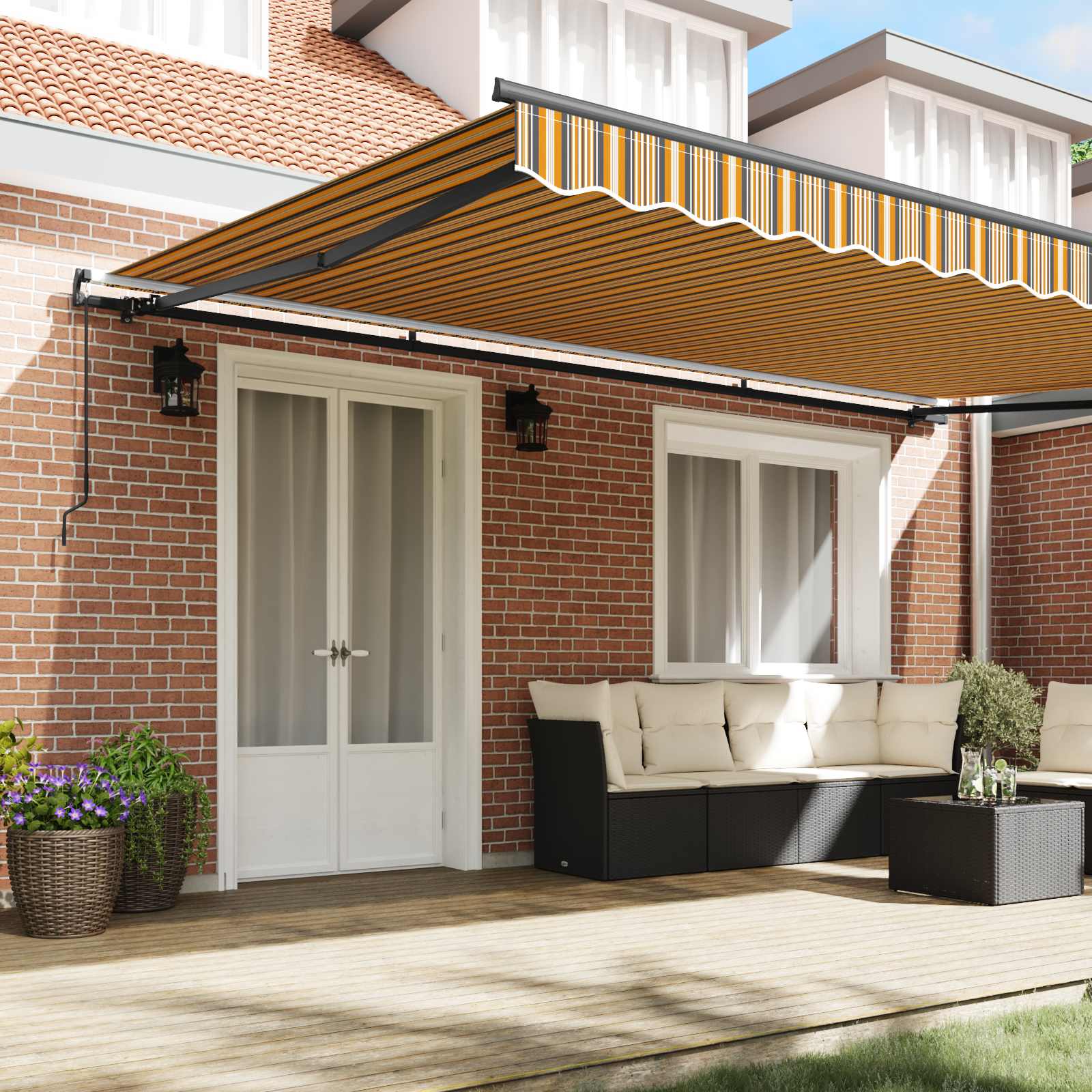 Toldo Retráctil Multicolor 500 X 350 Cm Poliéster Y Aluminio_2
