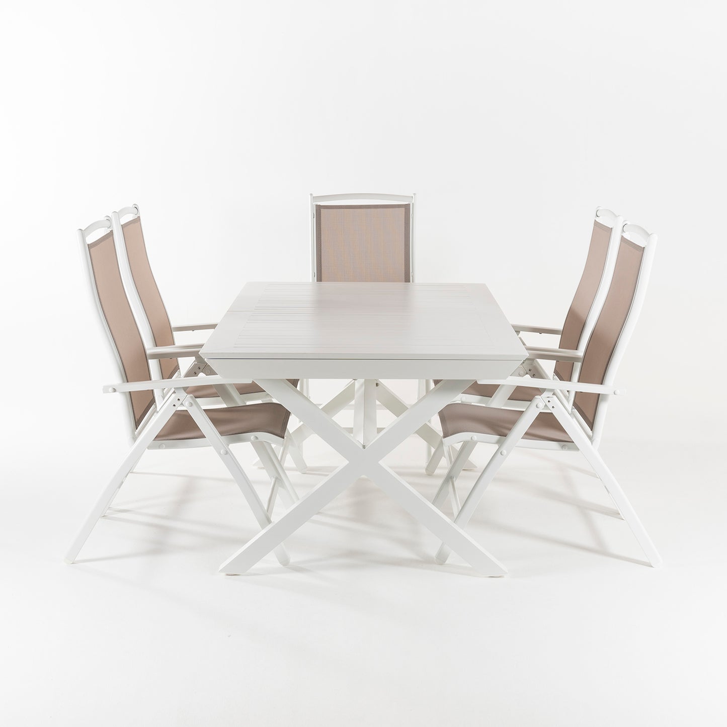 Conjunto Para Jardín De Mesa Extensible 170-240 Y 6 Sillones Reclinables Y Plegables Color Blanco_3