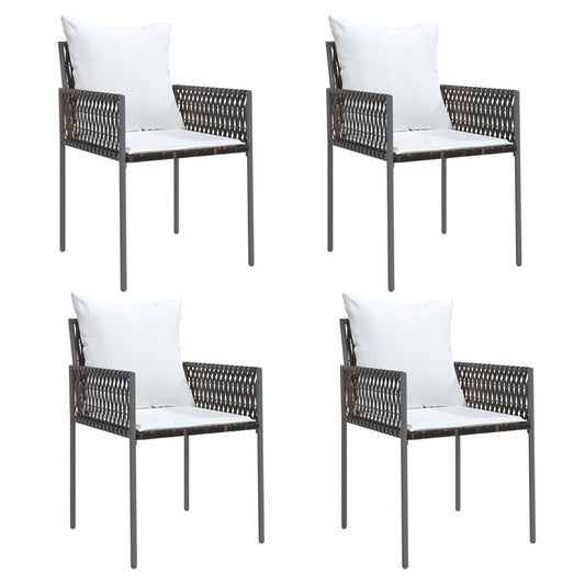 Vidaxl Sillas Jardín Y Cojines 4 Uds Ratán Sintético Marrón 54x61x83cm_0
