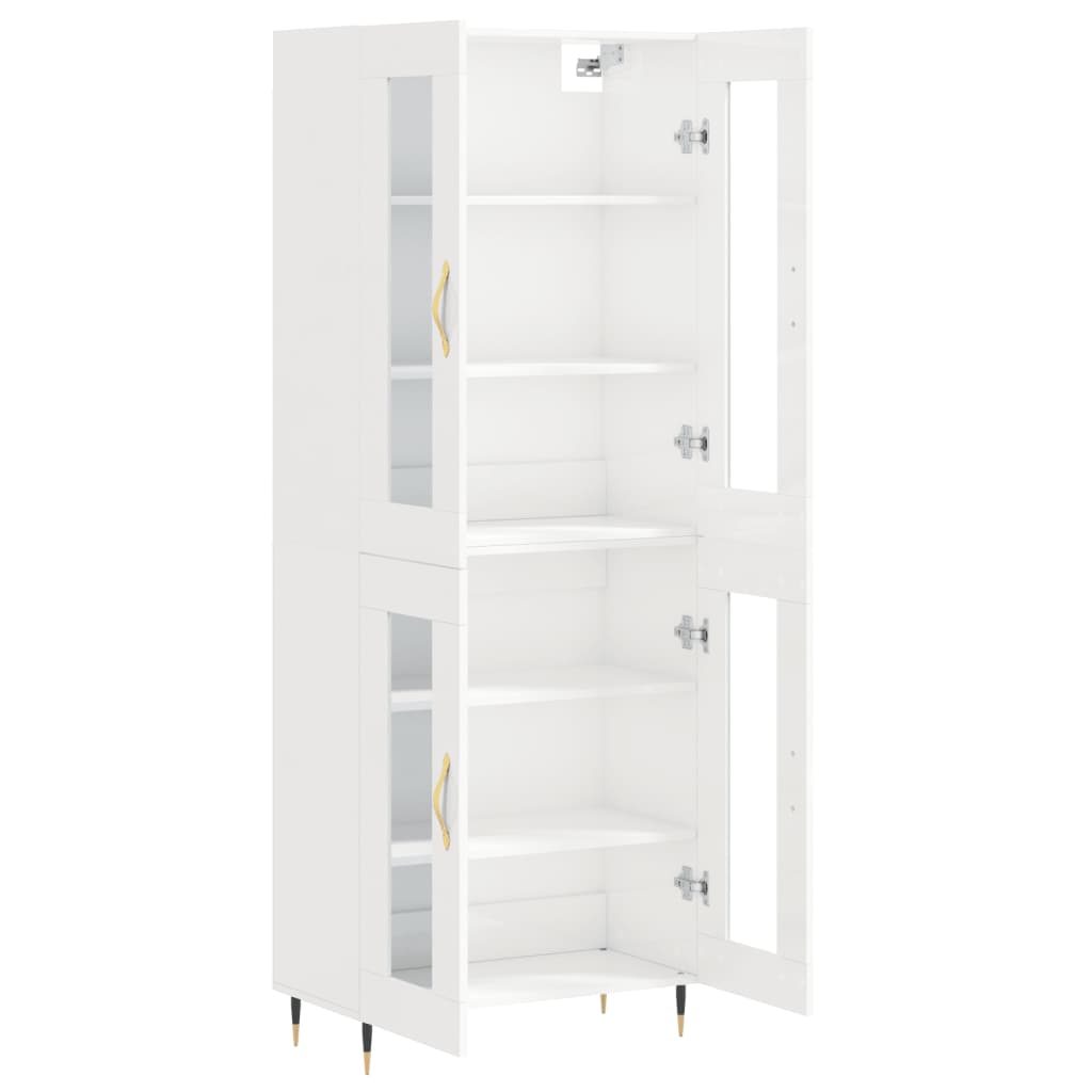 Aparador Alto Madera Contrachapada Blanco Brillo 69,5x34x180 Cm_3