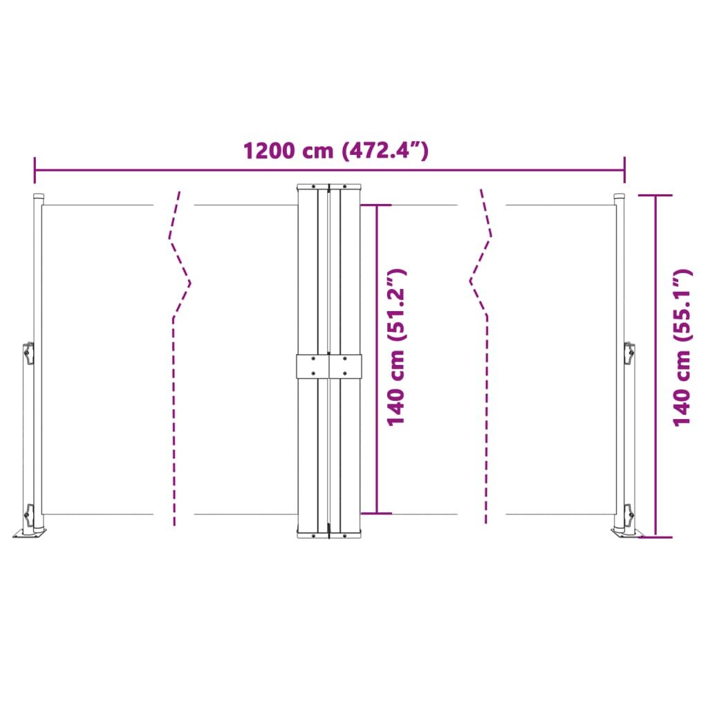 Vidaxl Toldo Lateral Retráctil Crema 140x1200 Cm_2