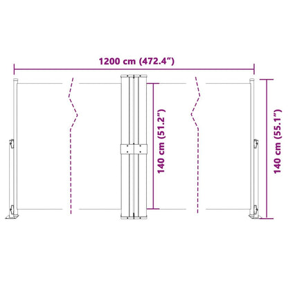Vidaxl Toldo Lateral Retráctil Crema 140x1200 Cm_2