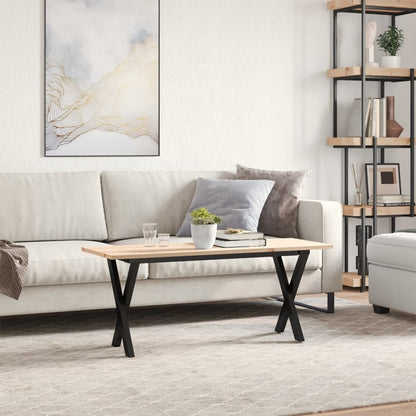 Mesa De Centro Marco X Madera Maciza Pino Y Acero 110x40x45 Cm_1