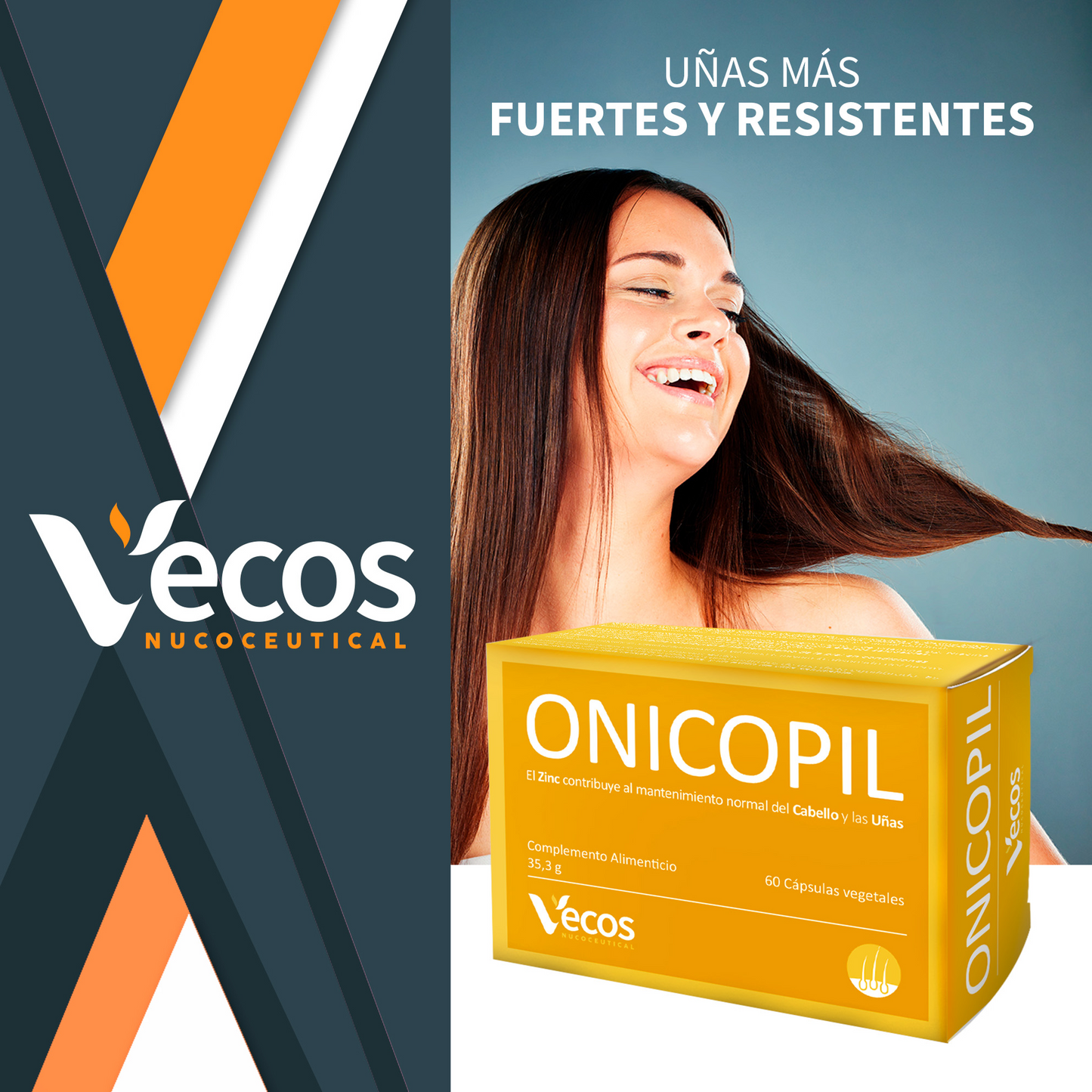 Onicopil Vecos 60 Cápsulas | Cabello, Piel Y Uñas | Biotina, Zinc Y Aminoácidos_1