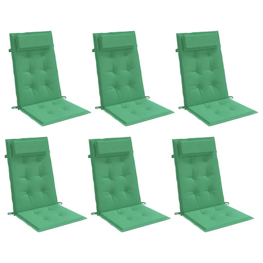 Vidaxl Cojines De Silla Con Respaldo Alto 6 Uds Tela Oxford Verde_0
