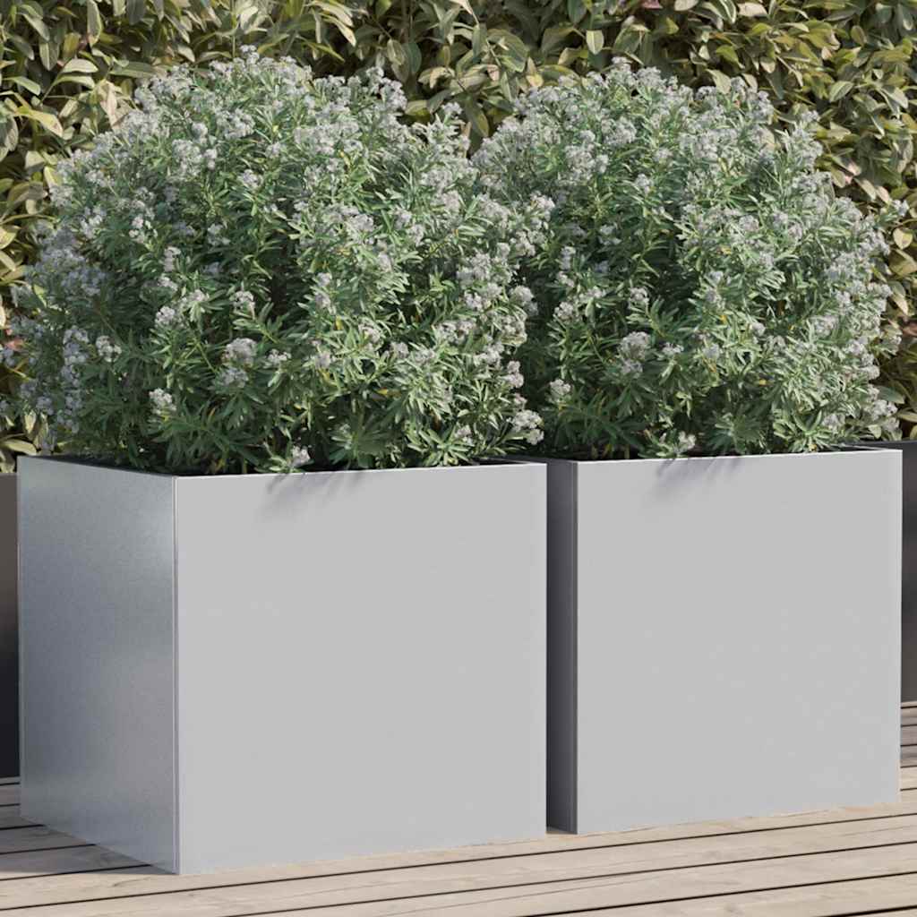Jardineras 2 Unidades Acero Galvanizado Plateado 42x40x39 Cm_1