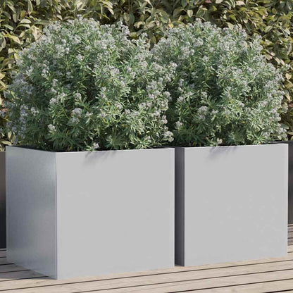 Jardineras 2 Unidades Acero Galvanizado Plateado 42x40x39 Cm_1