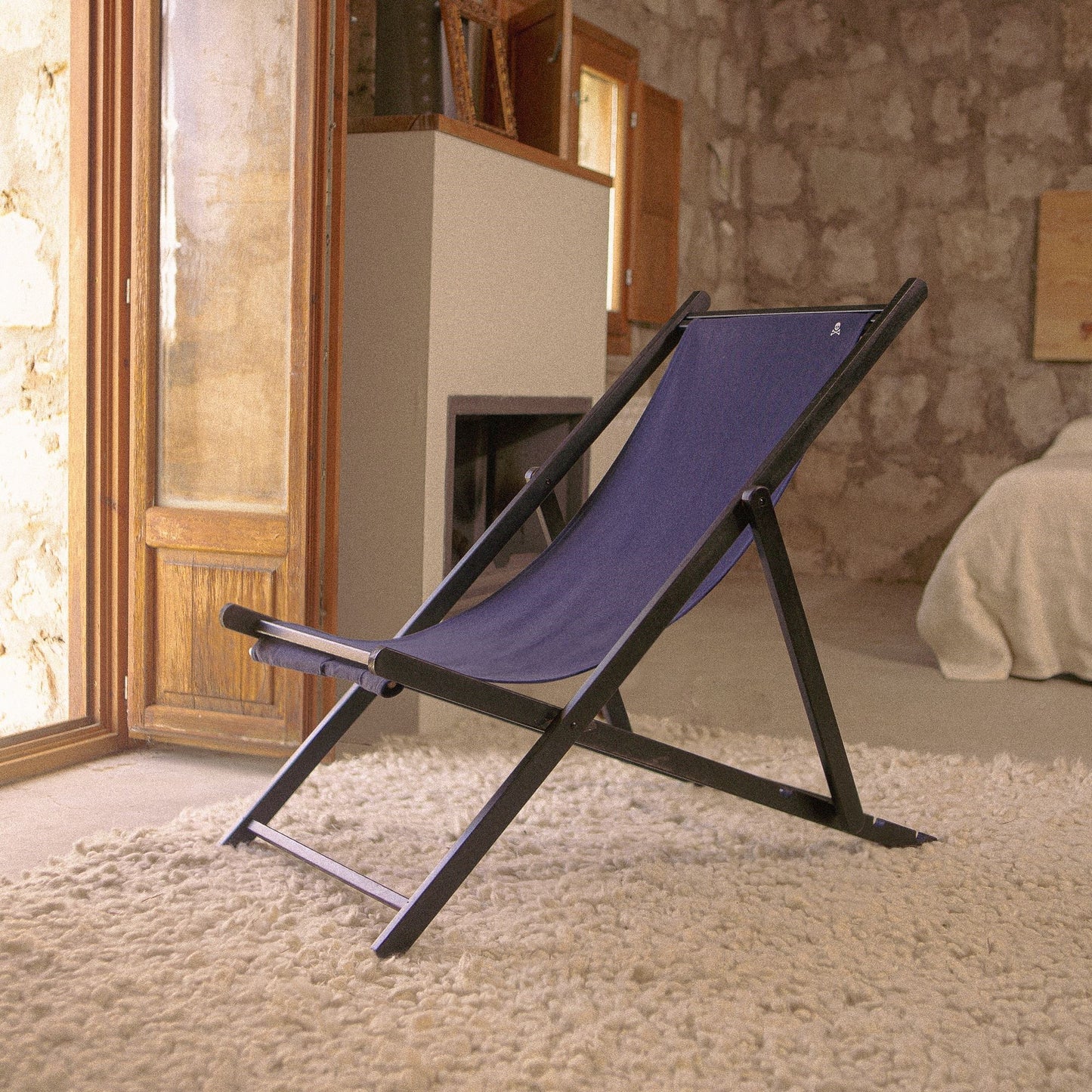 Set De 2 Hamacas Plegables De Madera De Haya, Azul Oscuro, Wengué, Sin Brazos - Scalpers_5