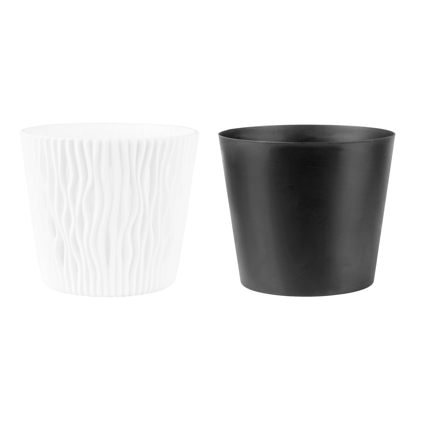 Maceta Redonda De Plastico Sandy Round En Color Blanco 15,8 (largo) X 15,8 (ancho) X 13,8 (alto) Cm