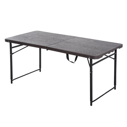 Outsunny Mesa Plegable Portátil Para Camping Mesa Auxiliar Multiusos Marrón 2_0