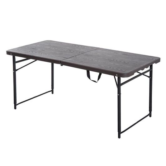 Outsunny Mesa Plegable Portátil Para Camping Mesa Auxiliar Multiusos Marrón 2_0