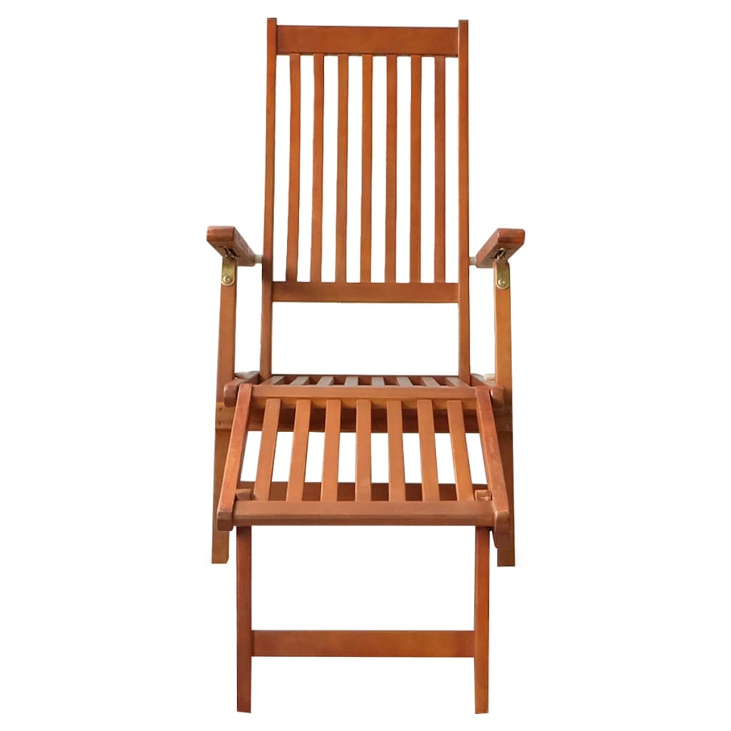 Tumbona De Jardín Con Reposapiés Y Cojín Madera Maciza Acacia_2