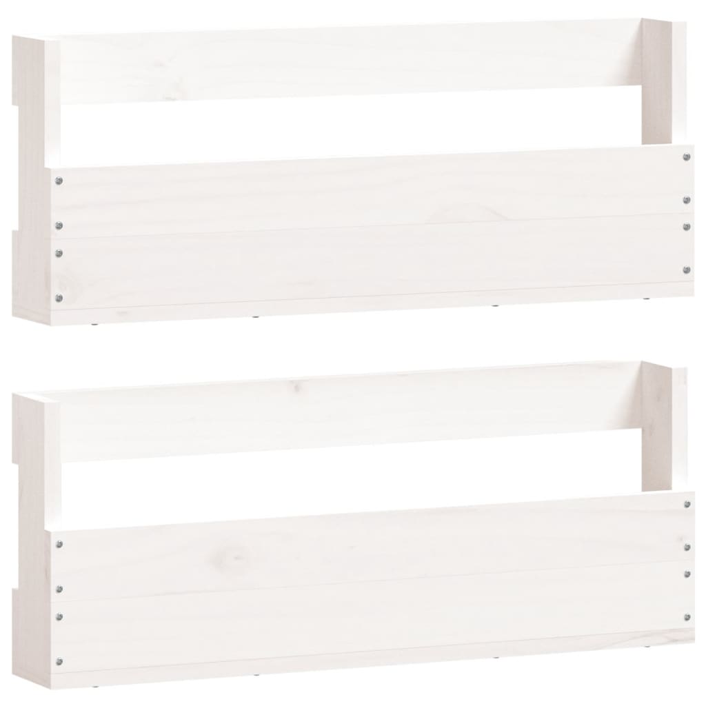 Estantes De Zapatos De Pared 2 Uds Madera Pino Blanco 59x9x23cm / Vetonek_4