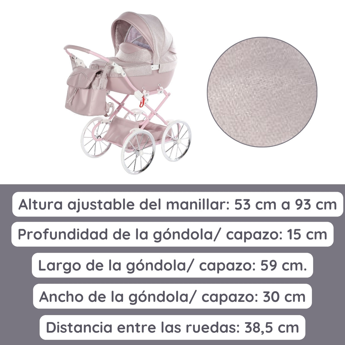 Junama Carro De Muñecas Dolce Classic | Un Carrito Elegante Para Imaginar Y Disfrutar Cada Paseo_3