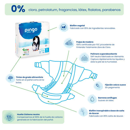 Pack ahorro Pañales T5 (12-25kg) Pingo 144 Uds