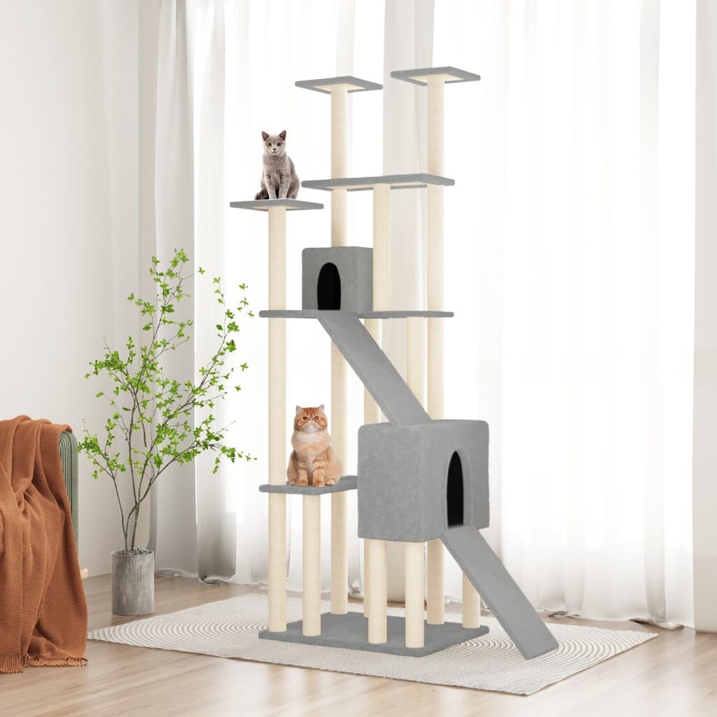 Vidaxl Rascador Para Gatos Con Postes De Sisal Gris Claro 190 Cm_1