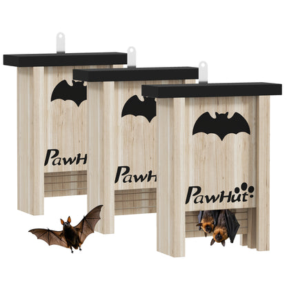 Pawhut Pack De 3 Casas Para Murciélagos De Madera Maciza_0