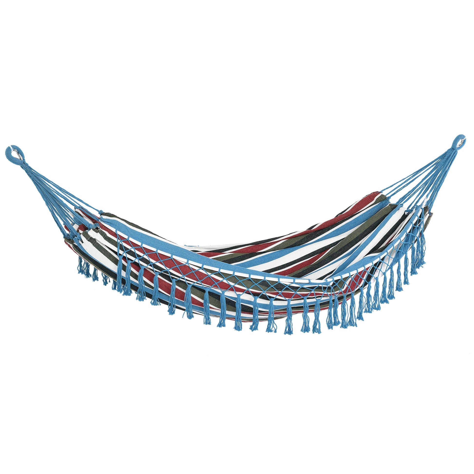Outsunny Hamaca Doble De Algodón 285x150 Cm Carga 120 Kg Portátil Para Acampar_0