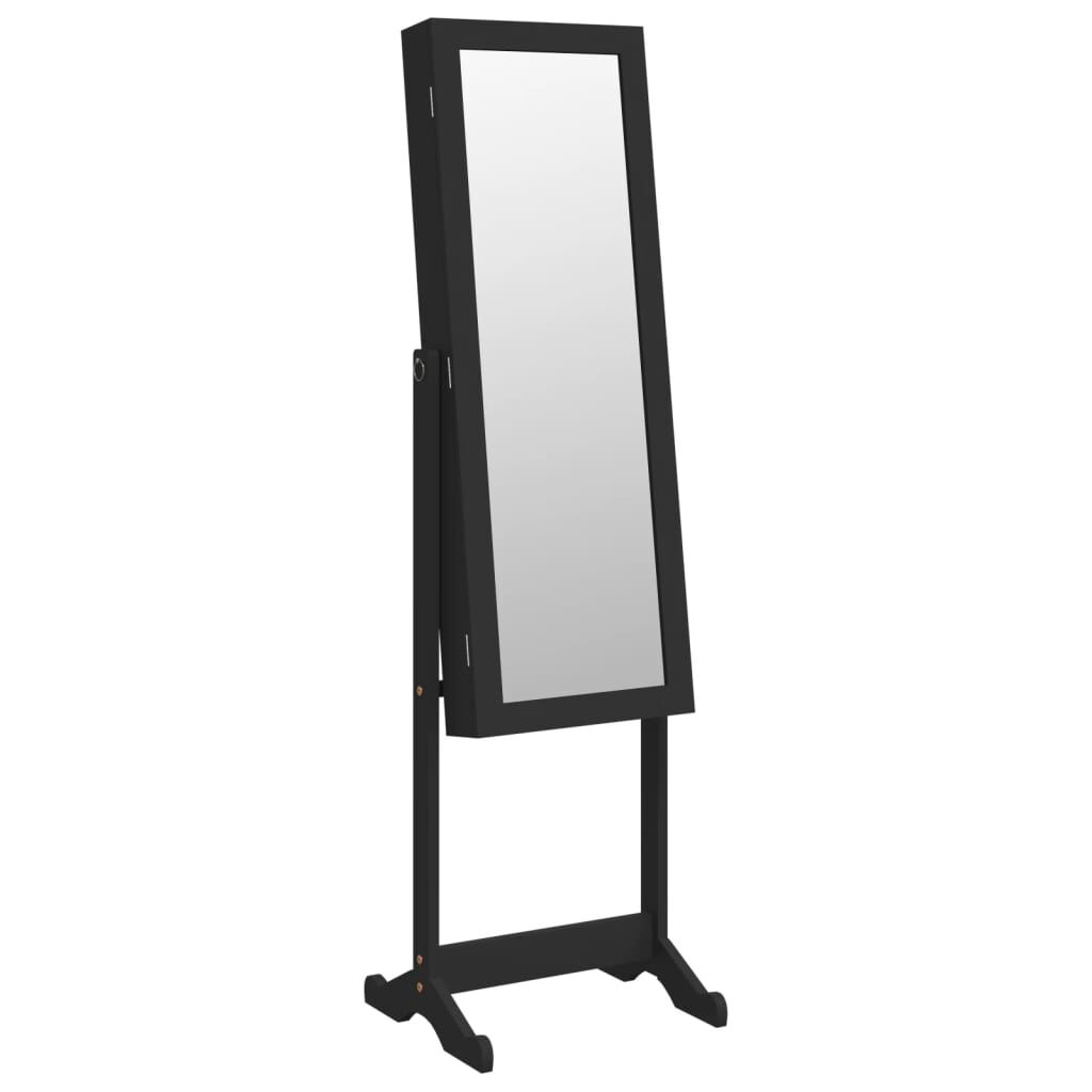 Vidaxl Espejo De Pie Con Joyero Y Luces Led Negro_0