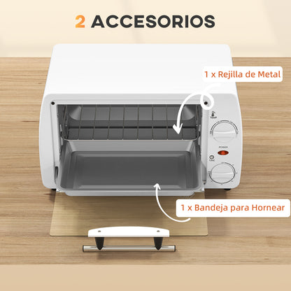Horno Eléctrico Homcom Metal Blanco 36.5x26x22 Cm_5