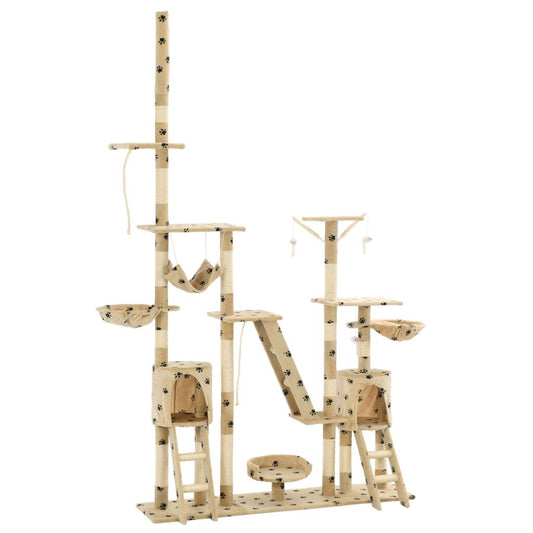 Vidaxl Rascador Para Gatos Con Poste De Sisal 230-250 Cm Huellas Beige_0