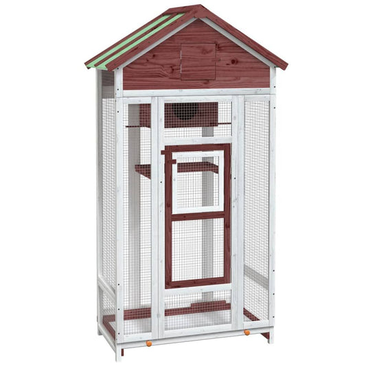 Vidaxl Casita Para Pájaros Madera Maciza Pino Color Moca 91,5x53x170cm_0