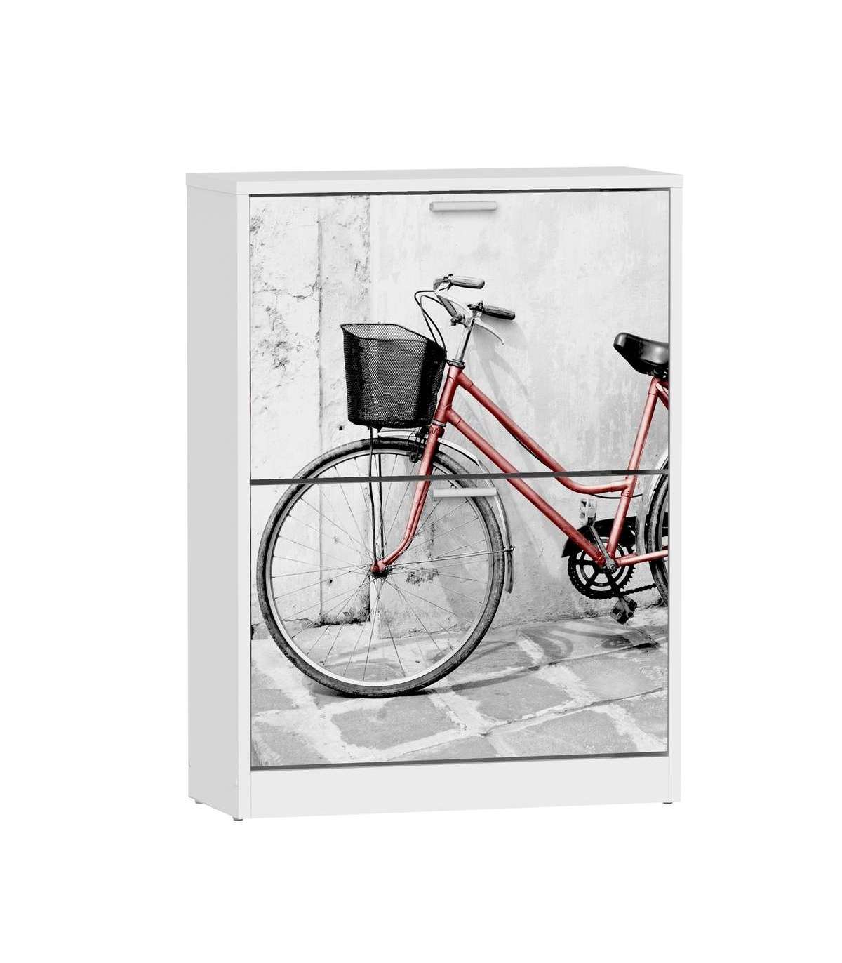Armario Zapatero 2 Trampones Bicicleta Roja Acabado Blanco 60cm(ancho) 80cm(altura) 24cm(f_0