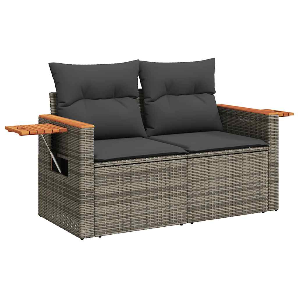 Set De Sofás De Jardín 4 Pzas Y Cojines Ratán Sintético Gris / Vetonek_1