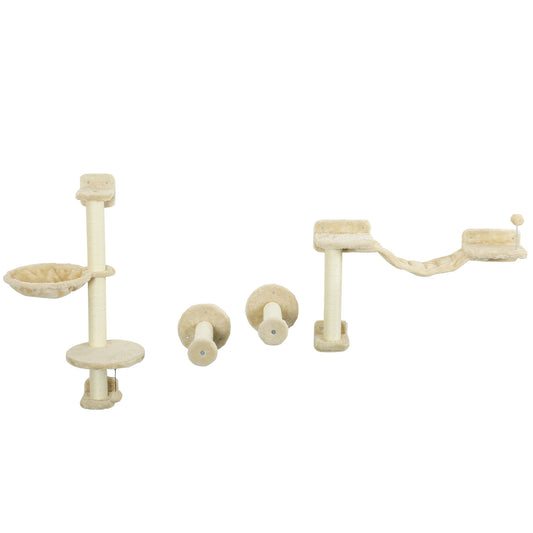 Pawhut Estante De Escalada Para Gatos De Pared Con Hamaca Bola Beige_0