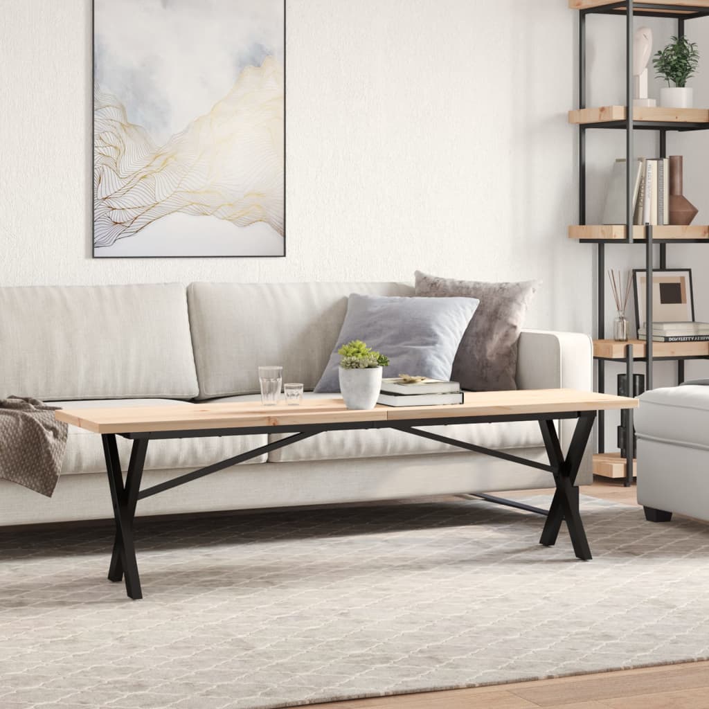 Mesa De Centro Marco X Madera Maciza Pino Y Acero 160x40x45,5cm_1