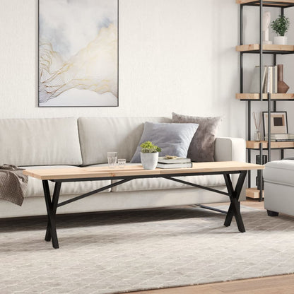 Mesa De Centro Marco X Madera Maciza Pino Y Acero 160x40x45,5cm_1