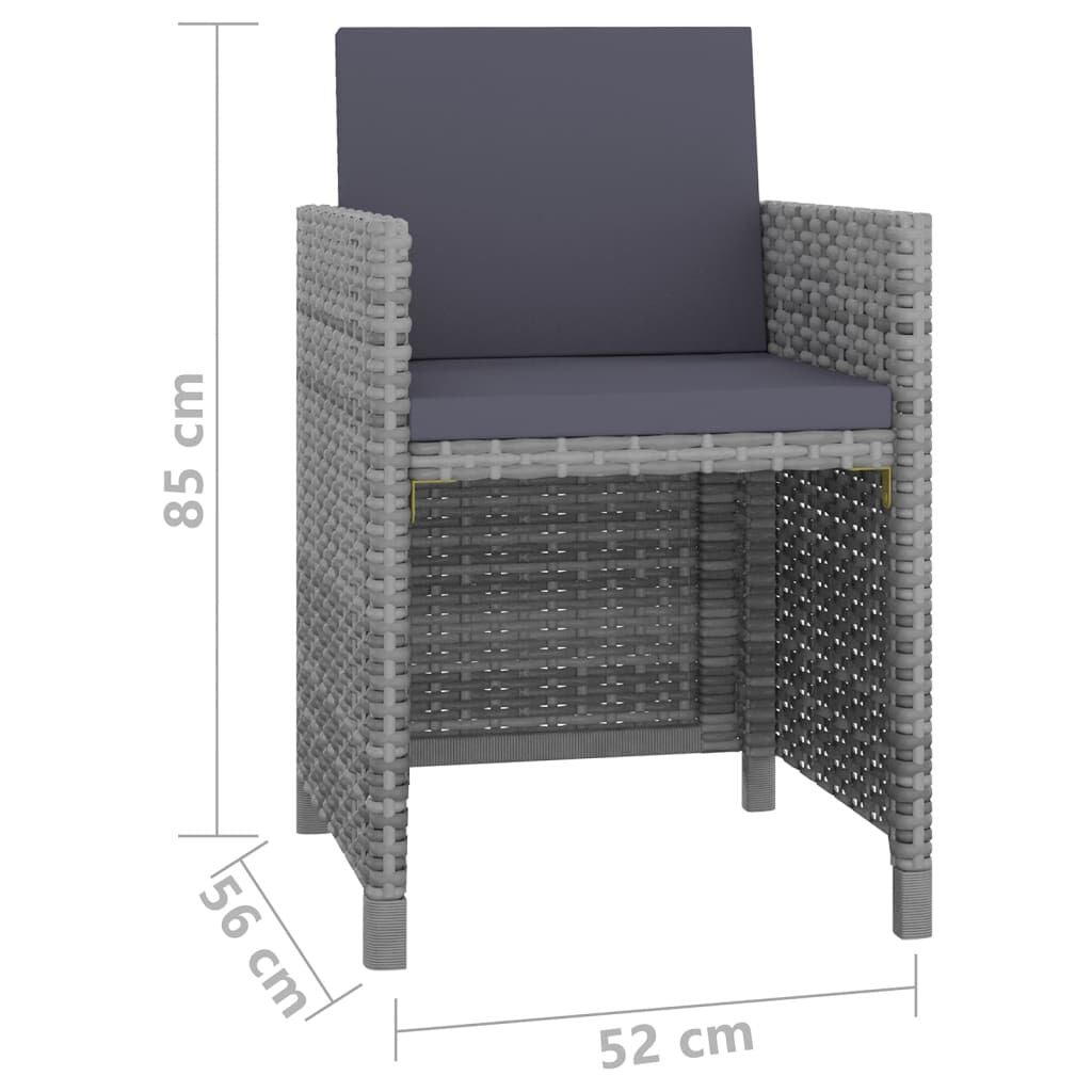 Vidaxl Set De Comedor De Jardín 5 Pzas Y Cojines Ratán Sintético Gris_2