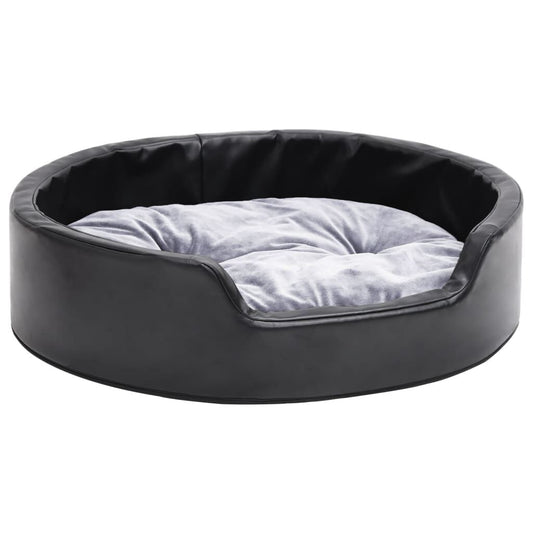 Vidaxl Cama Para Perros Felpa Y Cuero Sintético Negro Gris 69x59x19 Cm_0