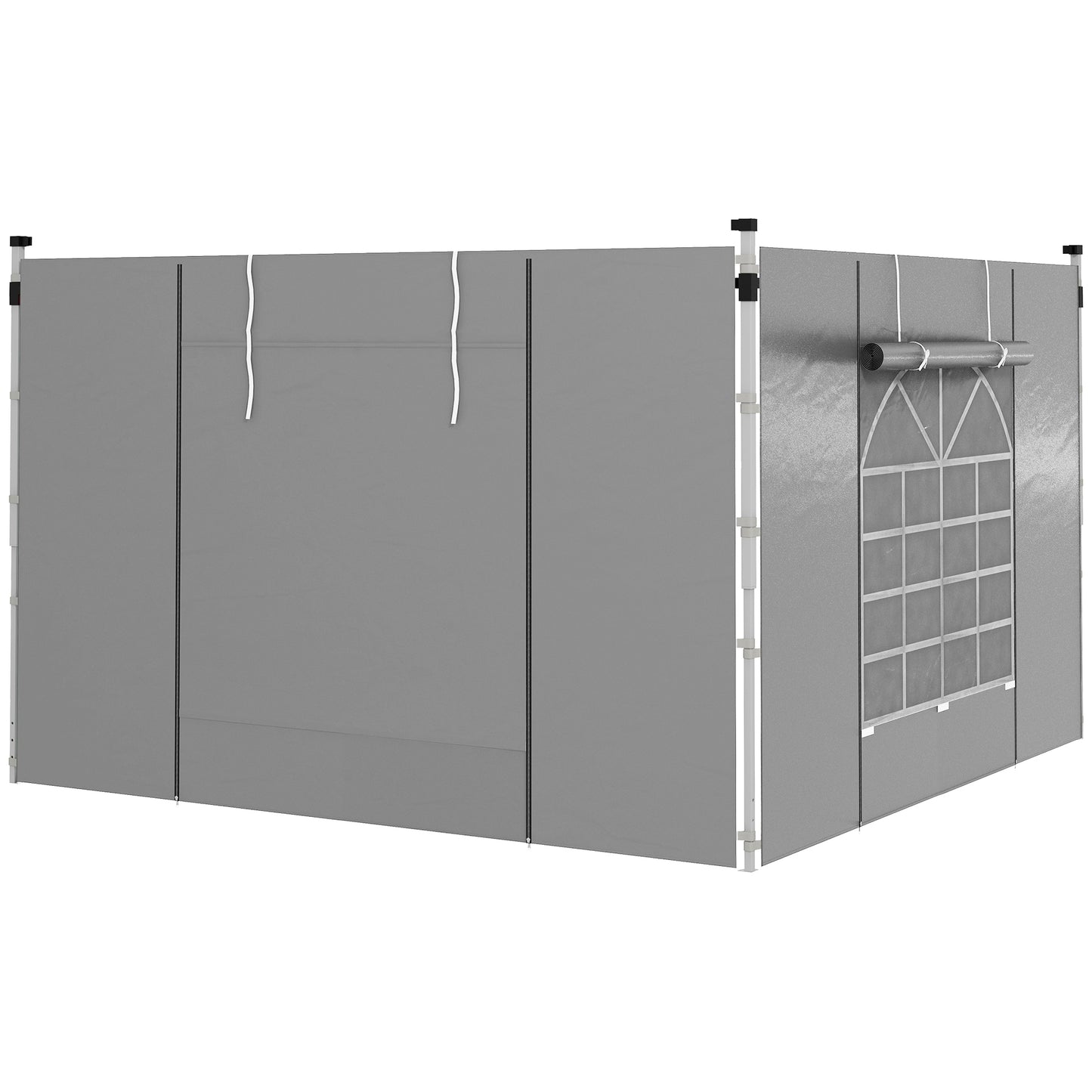 Outsunny Paredes Laterales Para Carpas De 2 Paneles 300x200 Cm Con Ventana Gris_0