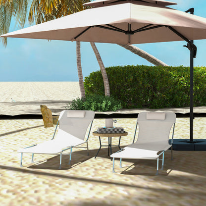 Outsunny Conjunto De 2 Tumbonas Plegables Y Reclinables 182x56x24,5 Cm Crema_1